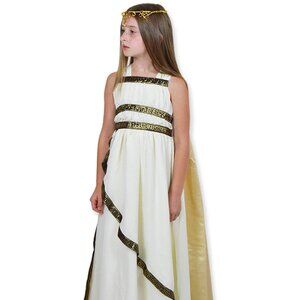 👑 NWT | Greek Goddess Costume | Kids Halloween Dress, Cape & Headpiece 🎃✨